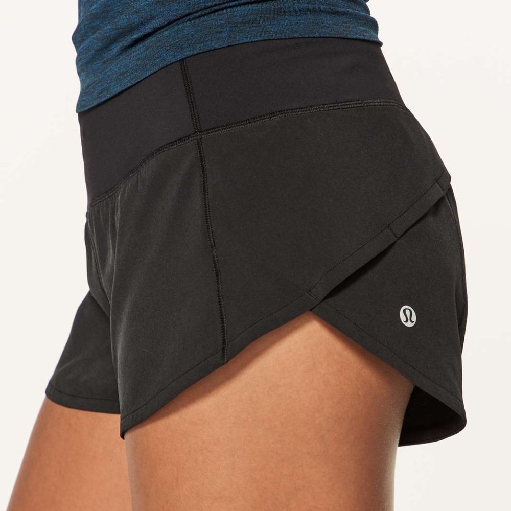 GENUINE LULULEMON 4 WAY STRETCH SPEED UP SHORTS BLACK SIZE 8